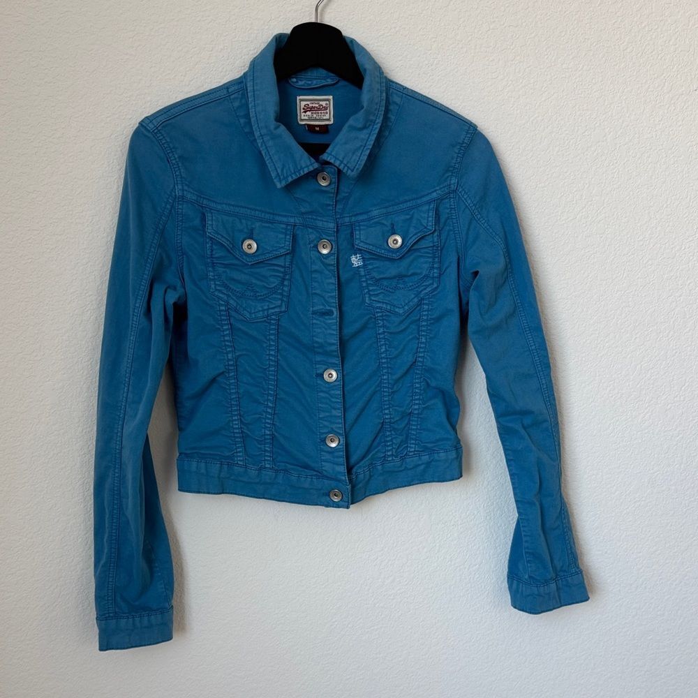 Superdry Vintage Women’s Vibrant Blue Cropped Denim Jacket, size M